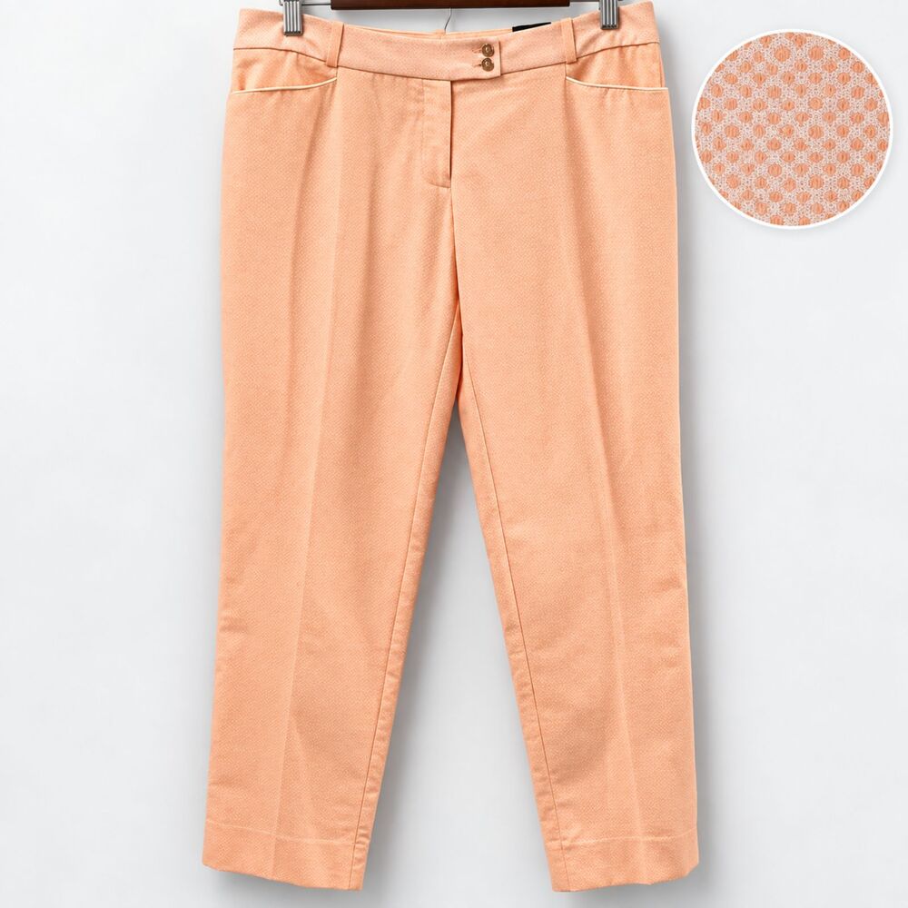 NWT The Limited Peach Geometric Print Pencil Ankle Pants Size 6 Cotton